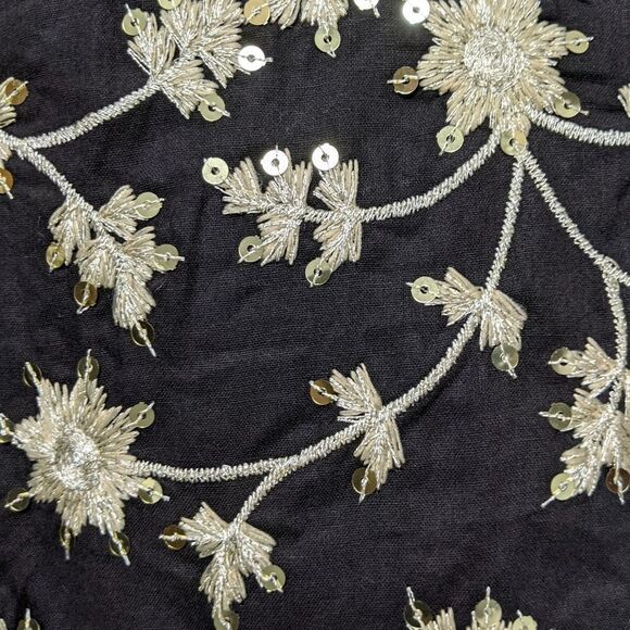 ISLA MAUDE Embroidered Sequin Floral Ruched Sleeve Top XL - Picture 3 of 8